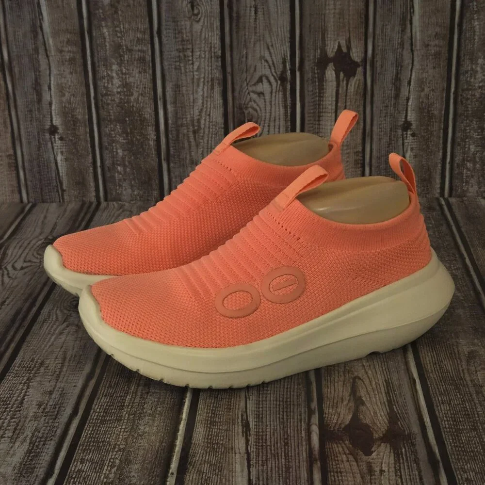 Sz 7.5 Women's OOfos OOmy Zen Coral Pink Recovery Comfort Slip-On Shoes